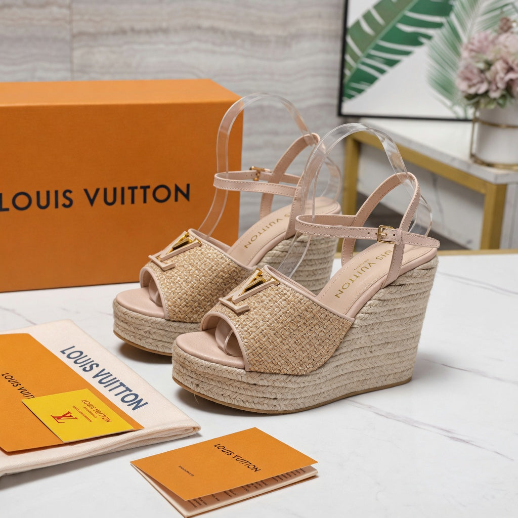 Woven Texture High Wedge Sandals