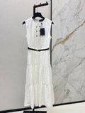 Sleeveless White Broderie Anglaise Tiered Dress