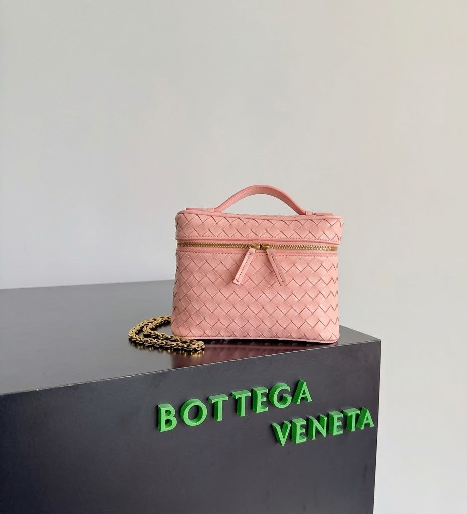 Small Woven Leather Top-Handle Bag