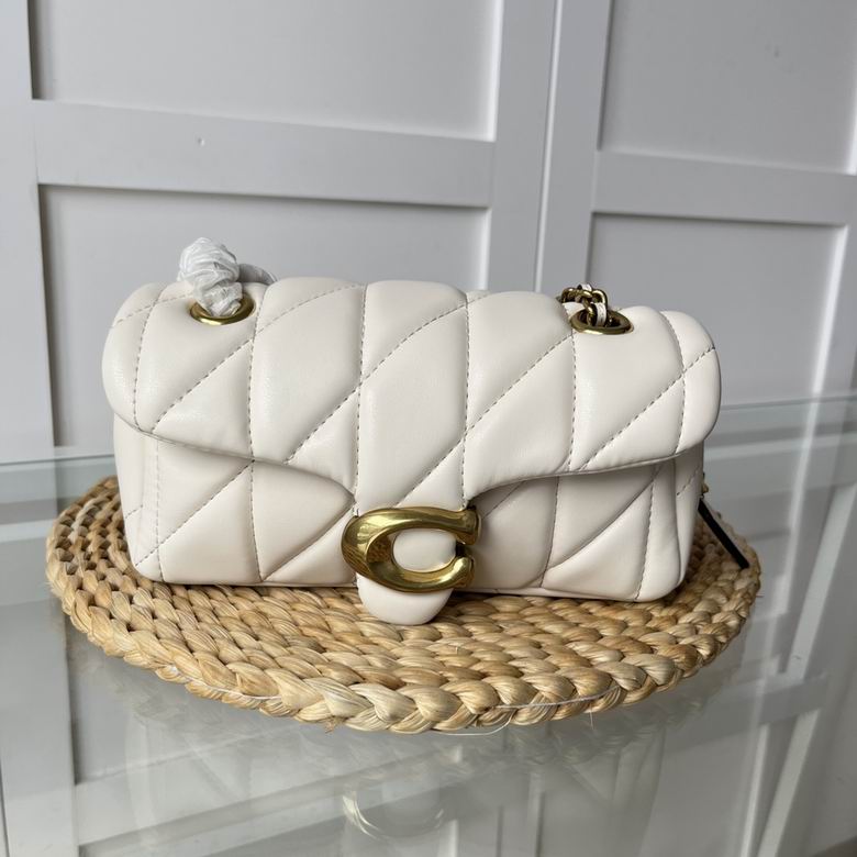 White Quilted Bag with Gold Buckle