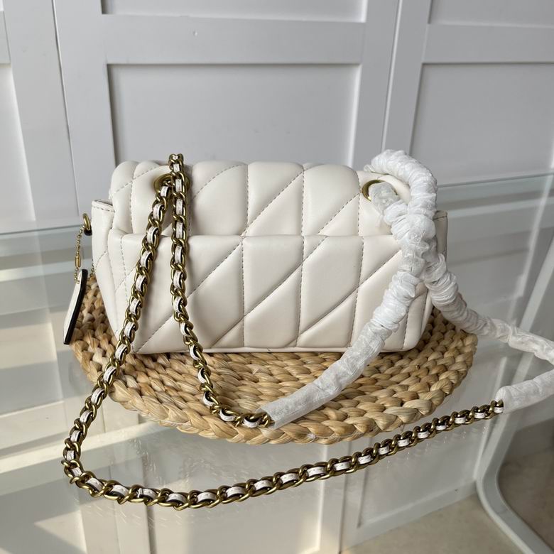 White Quilted Bag with Gold Buckle