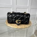 Black Quilted Bag with Gold Buckle