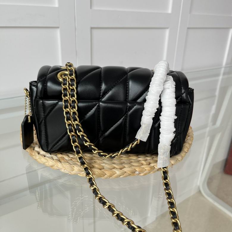 Black Quilted Bag with Gold Buckle