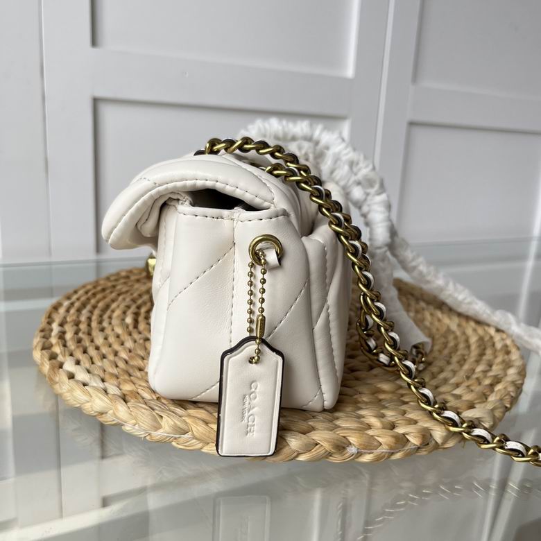White Quilted Bag with Gold Buckle