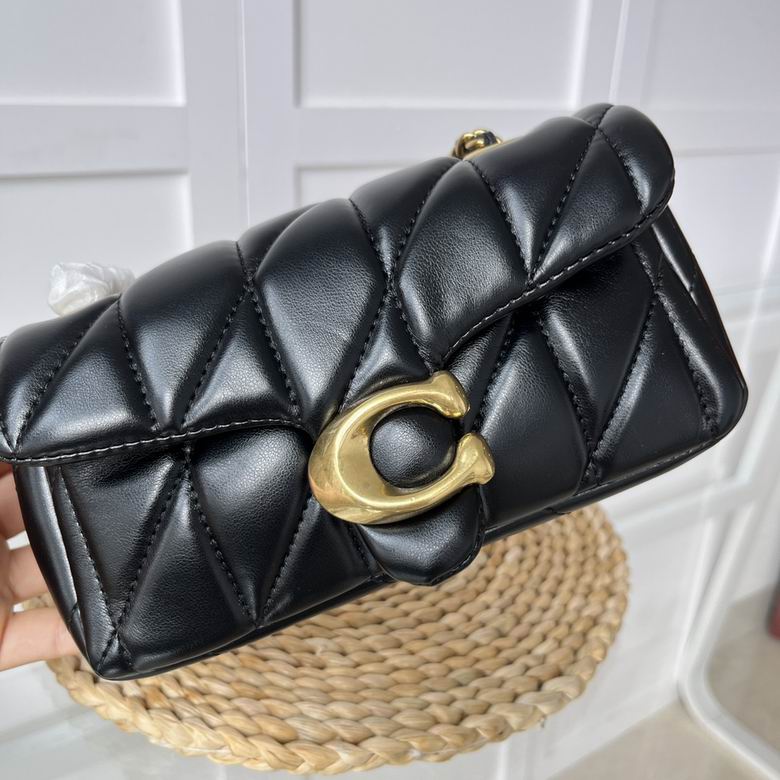 Black Quilted Bag with Gold Buckle