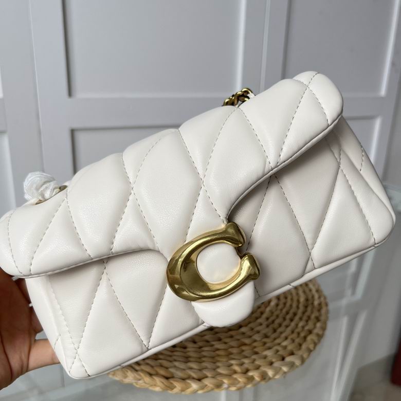 White Quilted Bag with Gold Buckle