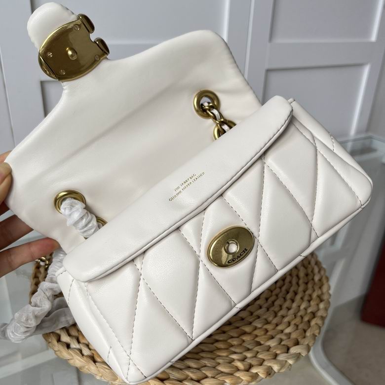White Quilted Bag with Gold Buckle