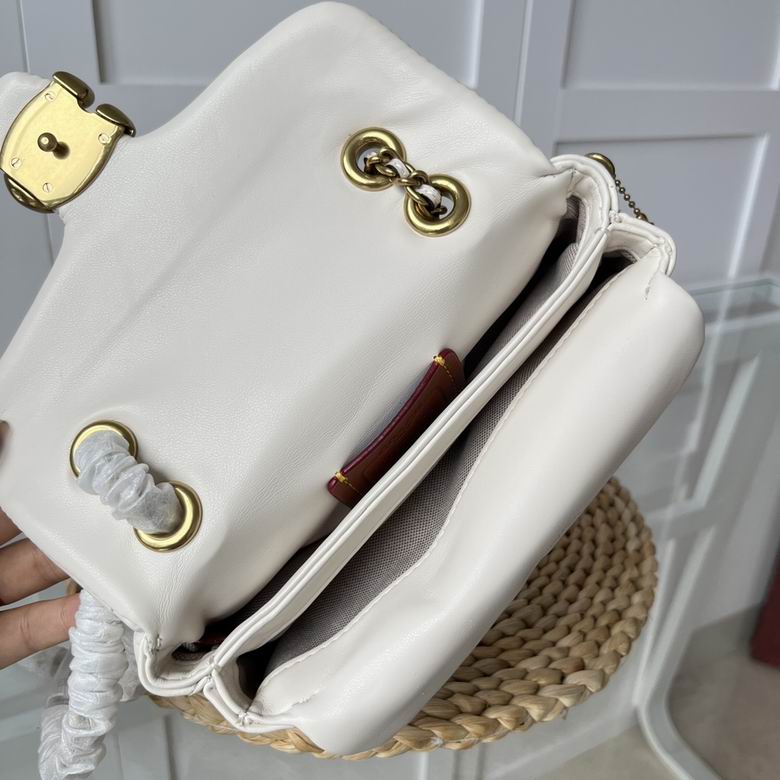 White Quilted Bag with Gold Buckle