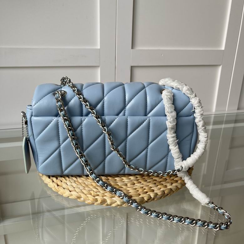 Blue Quilted Bag with Gold Buckle