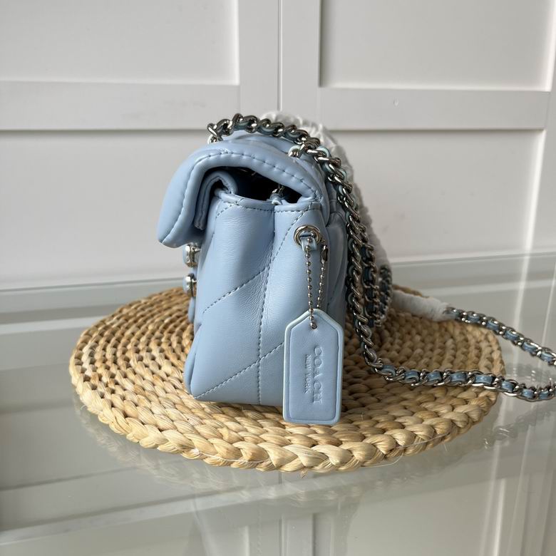 Blue Quilted Bag with Gold Buckle