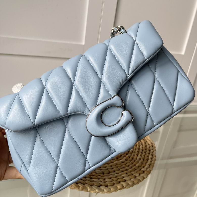 Blue Quilted Bag with Gold Buckle