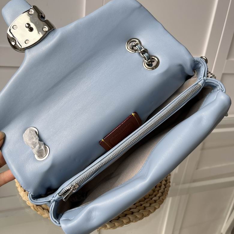 Blue Quilted Bag with Gold Buckle