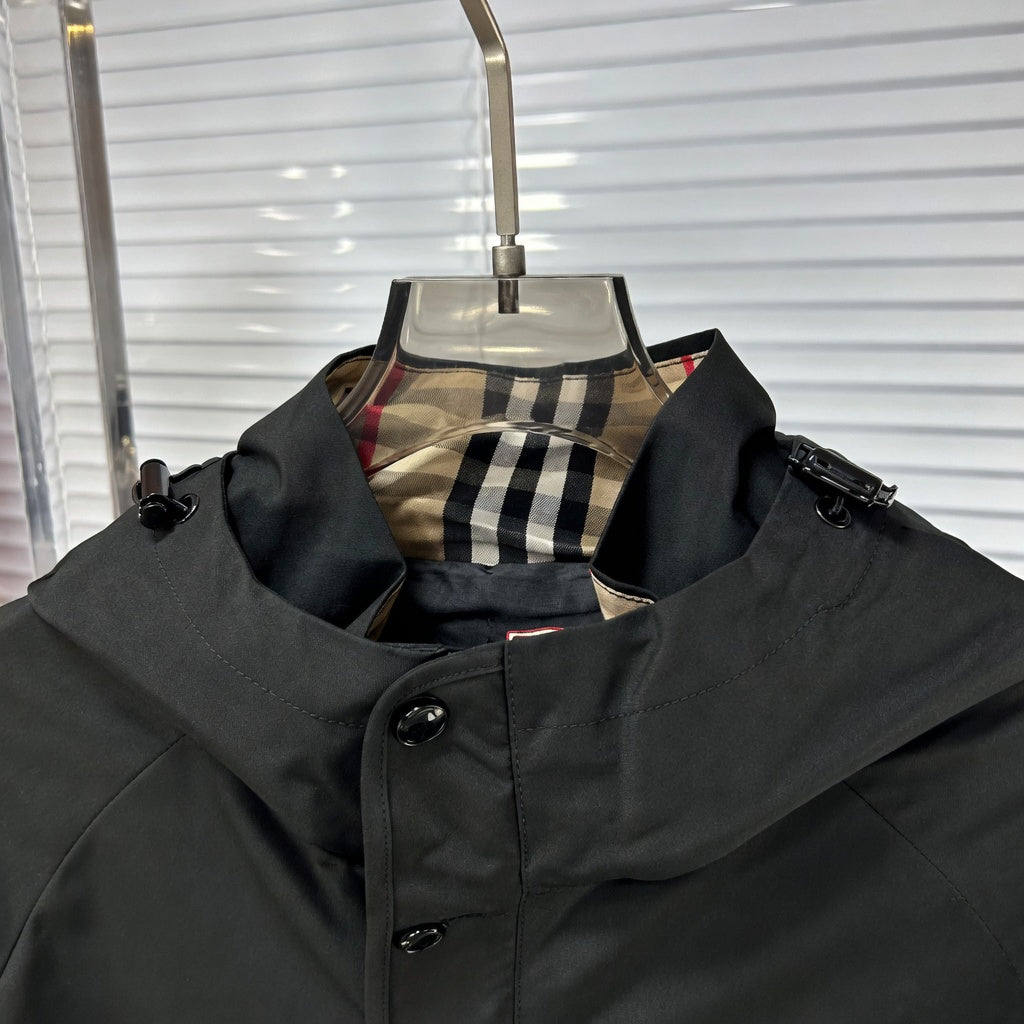 Minimalist Black Hooded Short Jacket