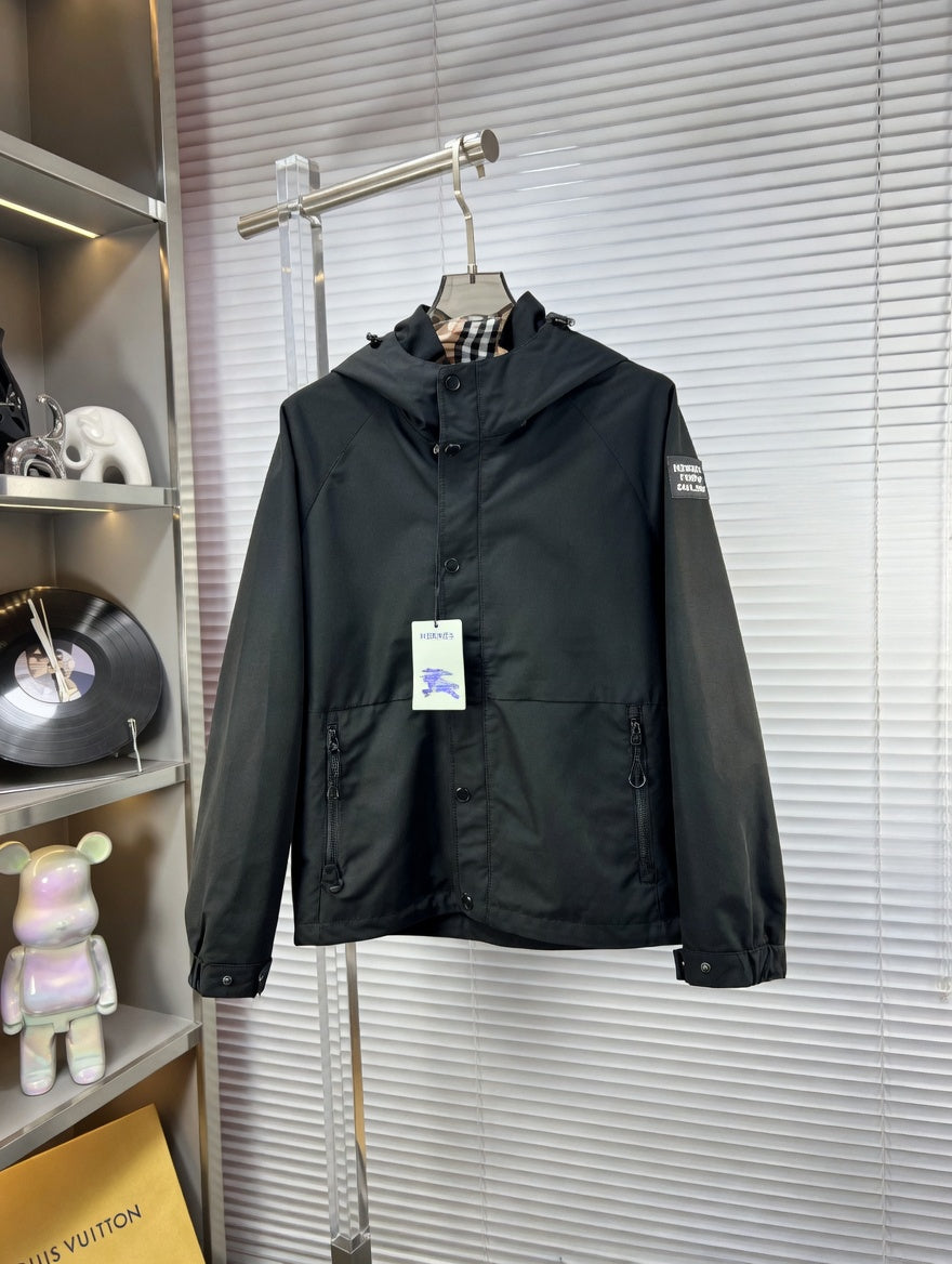 Minimalist Black Hooded Short Jacket