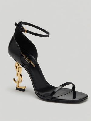Black Gold Heel Stiletto Sandals