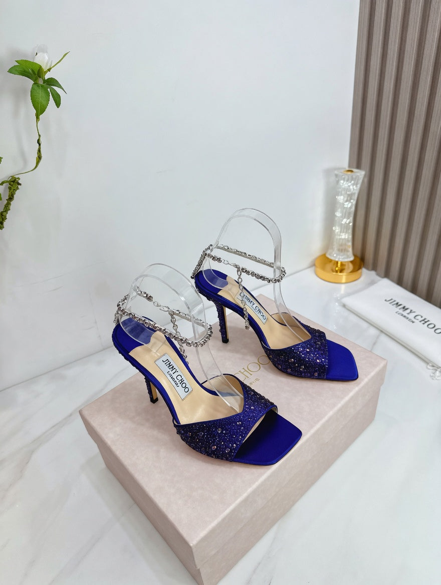 Crystal Embellished Strappy High Heel Sandals