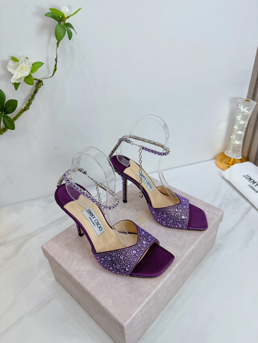 Crystal Embellished Strappy High Heel Sandals