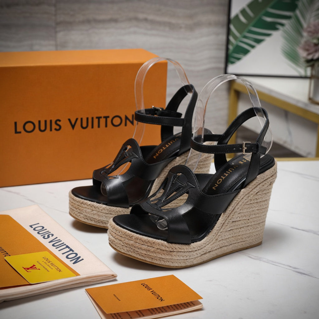 Leather Espadrille Wedges