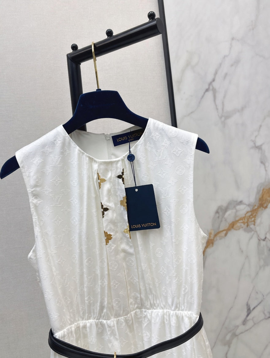 Sleeveless White Broderie Anglaise Tiered Dress