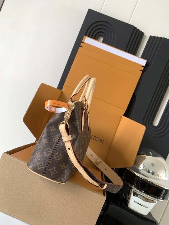Monogram Canvas Satchel Bag with Padlock Detail