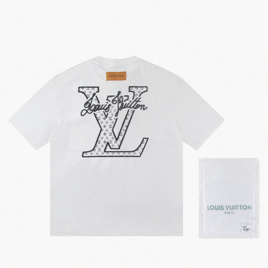 White Oversized Monogram Script Tee
