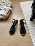 Chic Strappy Kitten Heel Sandals with Crystal Details