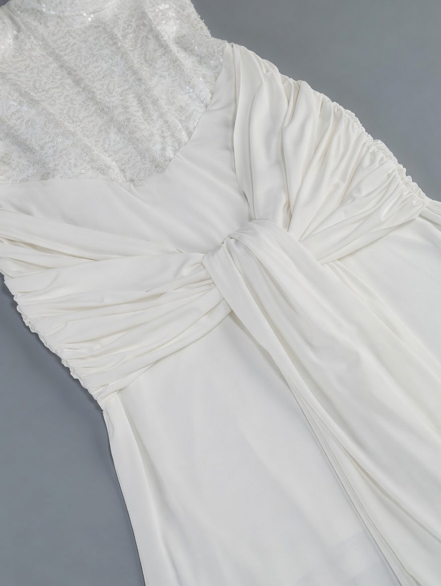 Sequin Corset White Knot Gown