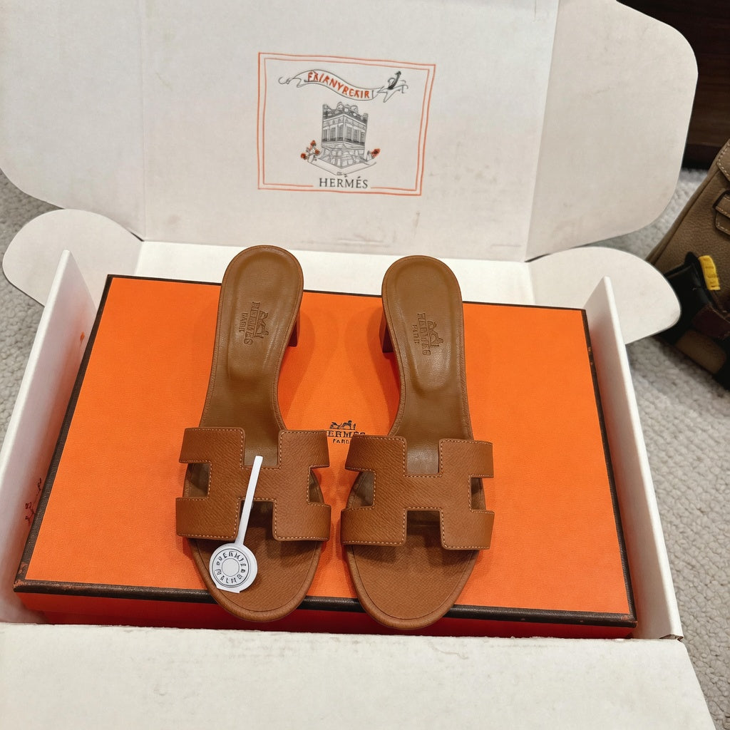 Elegant H-Strap Block Heel Slides