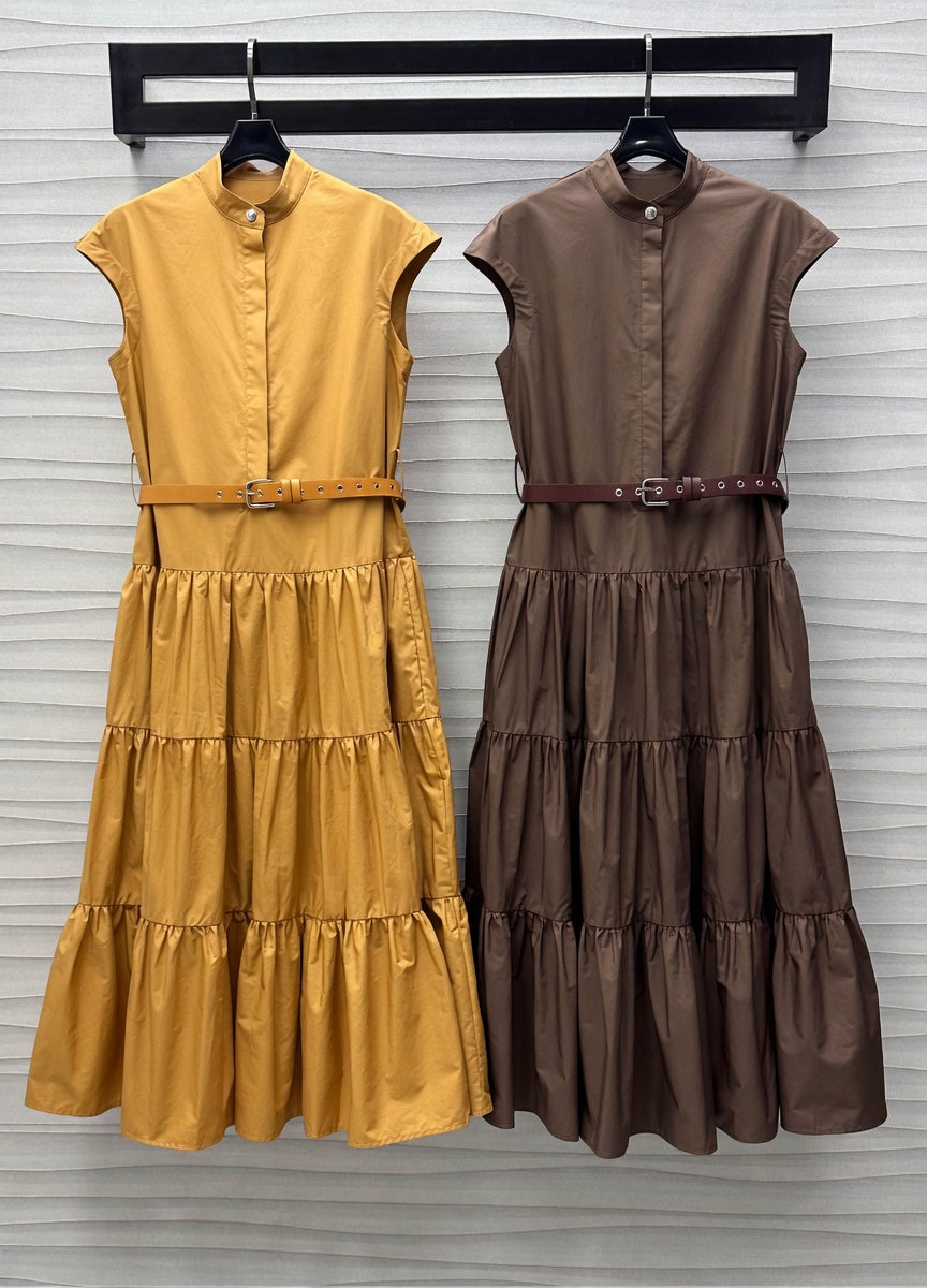 Tiered Belted Shirt Dress