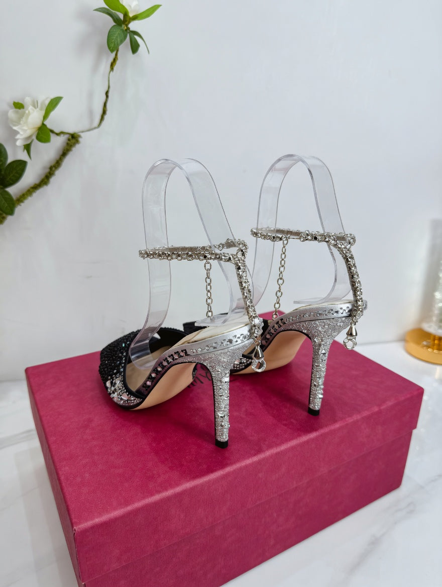 Crystal Embellished Strappy High Heel Sandals
