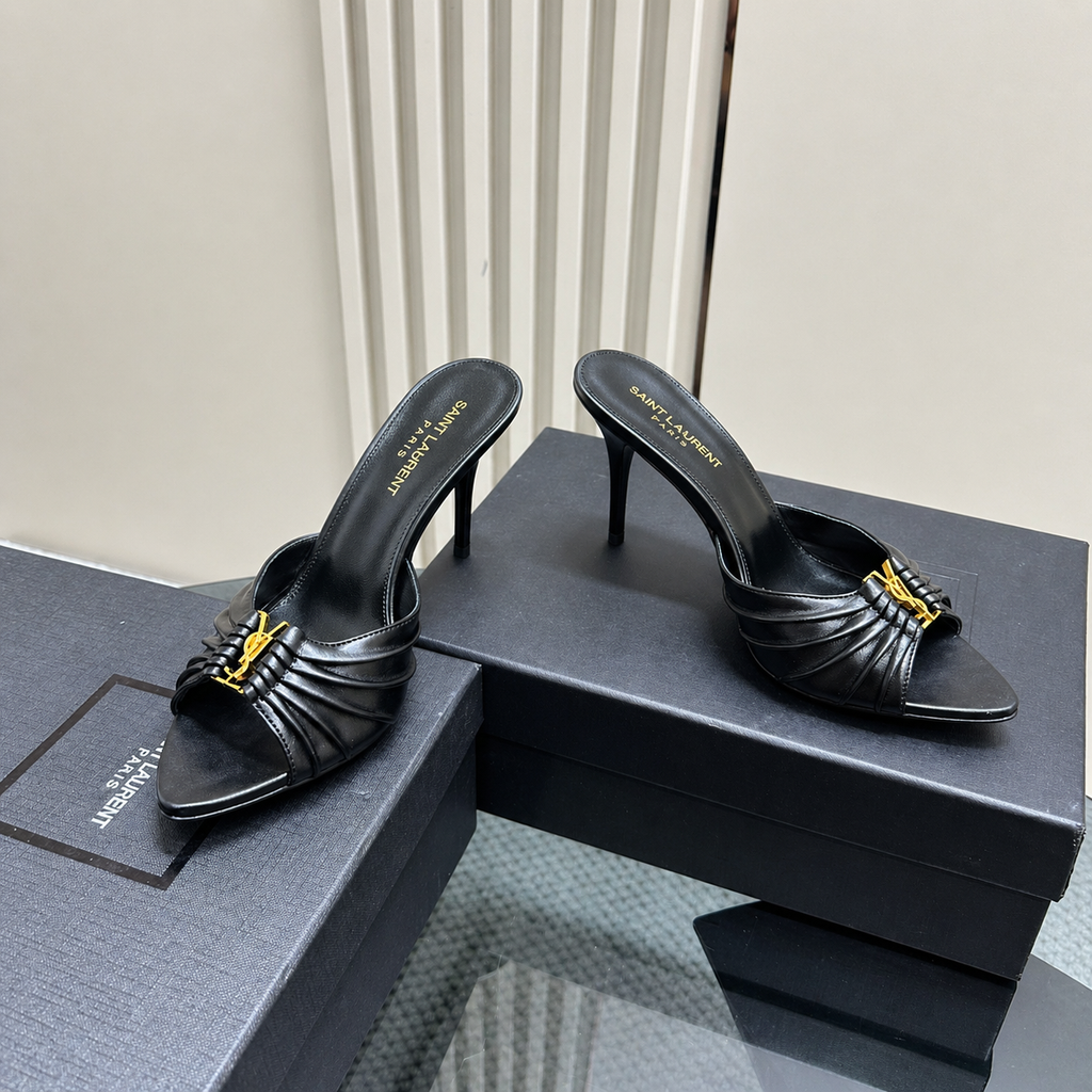 Black High-Heel Mules