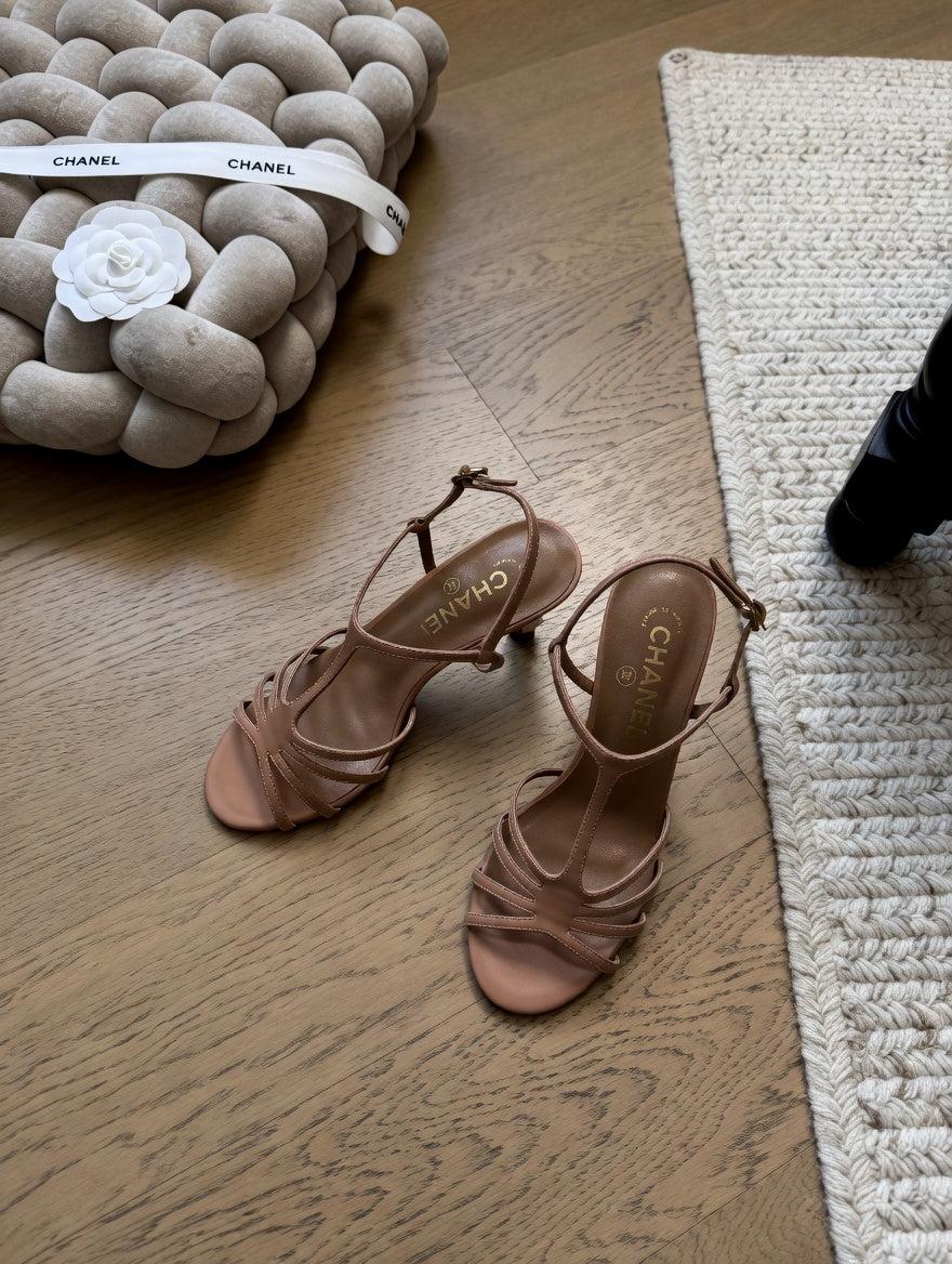 Chic Strappy Kitten Heel Sandals with Crystal Details