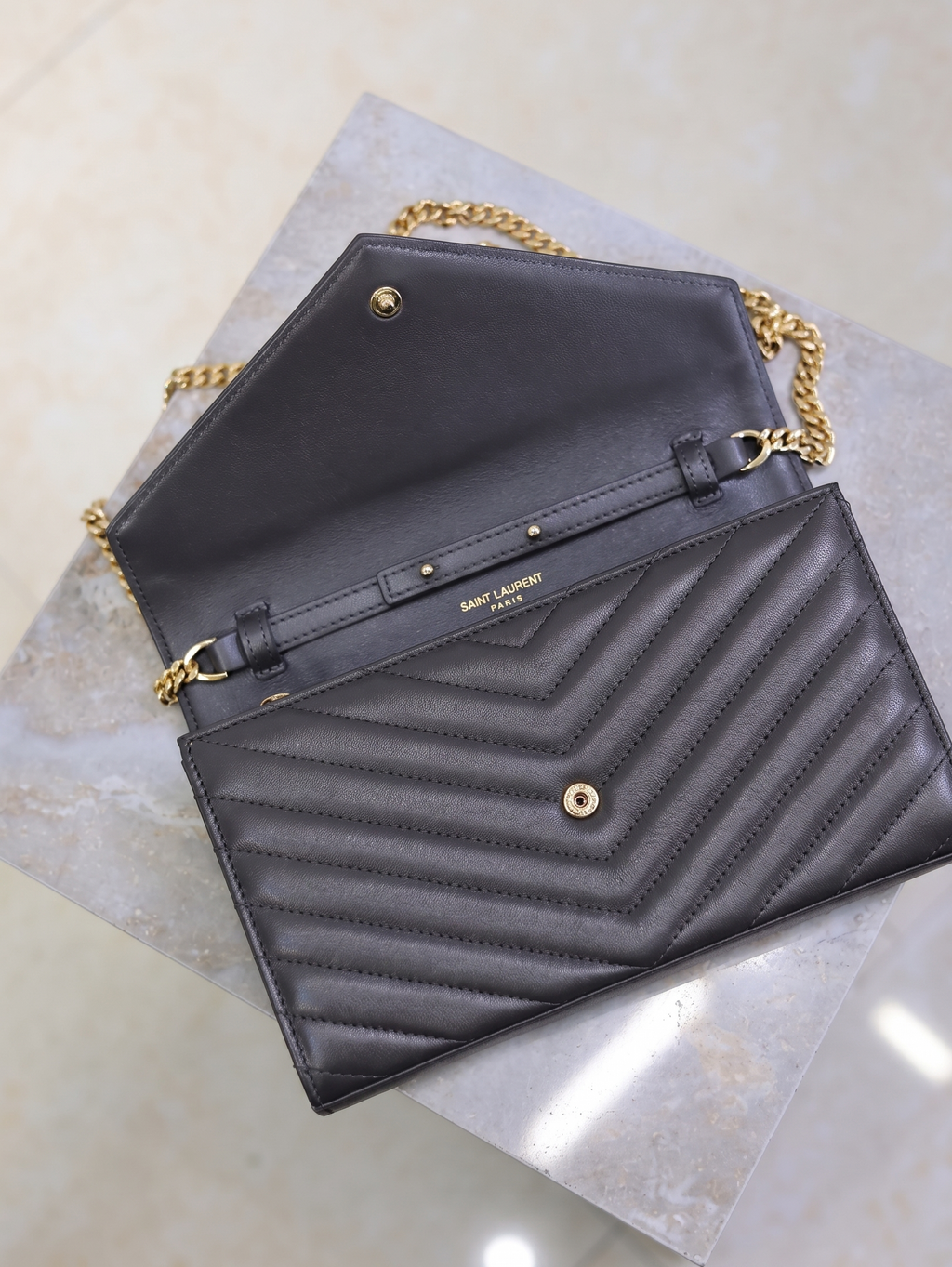 Structured Leather Envelope Clutch