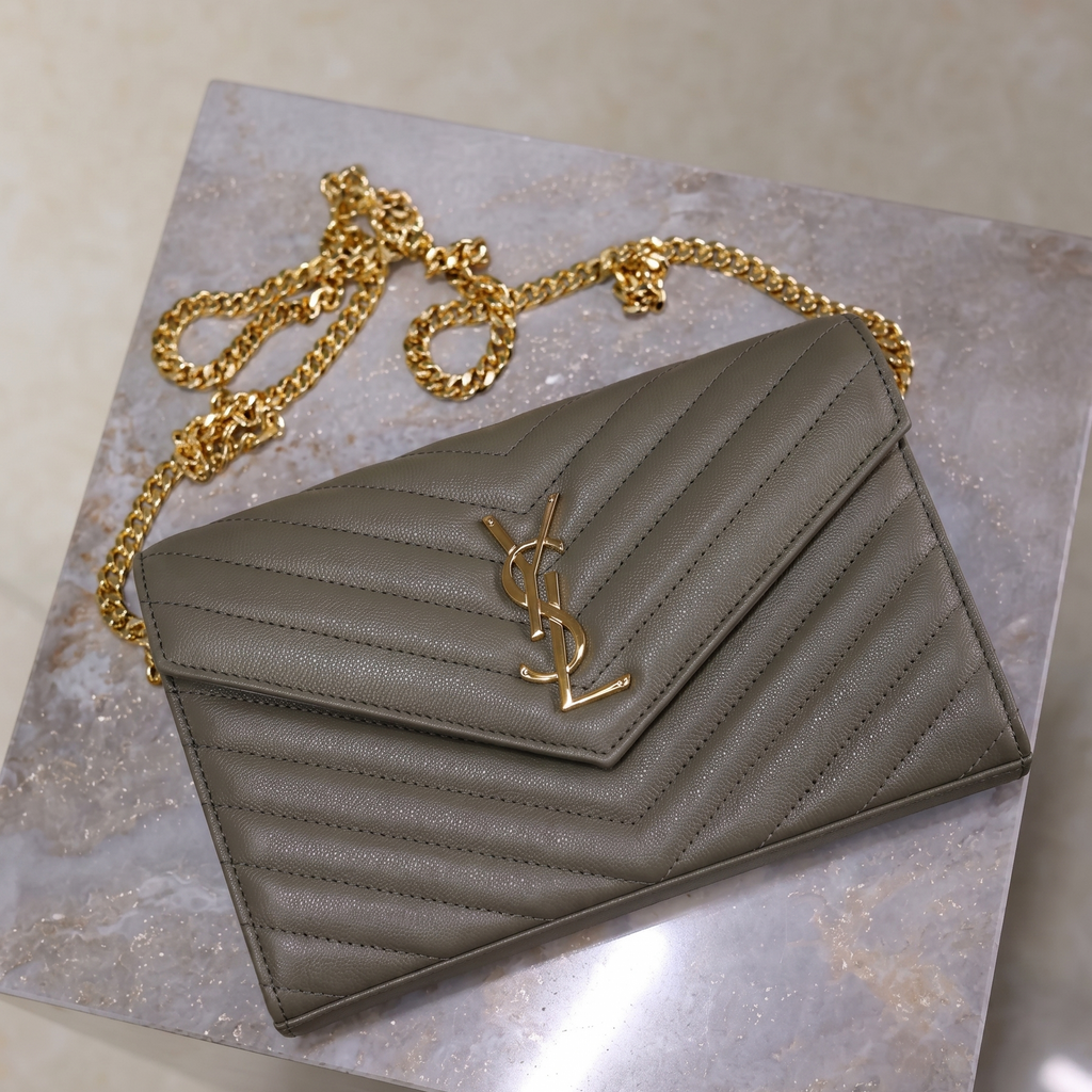 Structured Leather Envelope Clutch