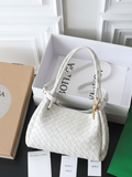 Luxury Hand-Woven White Leather Hobo Bag