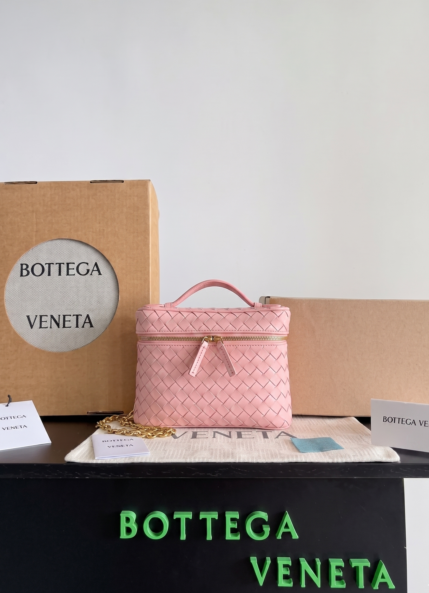 Small Woven Leather Top-Handle Bag