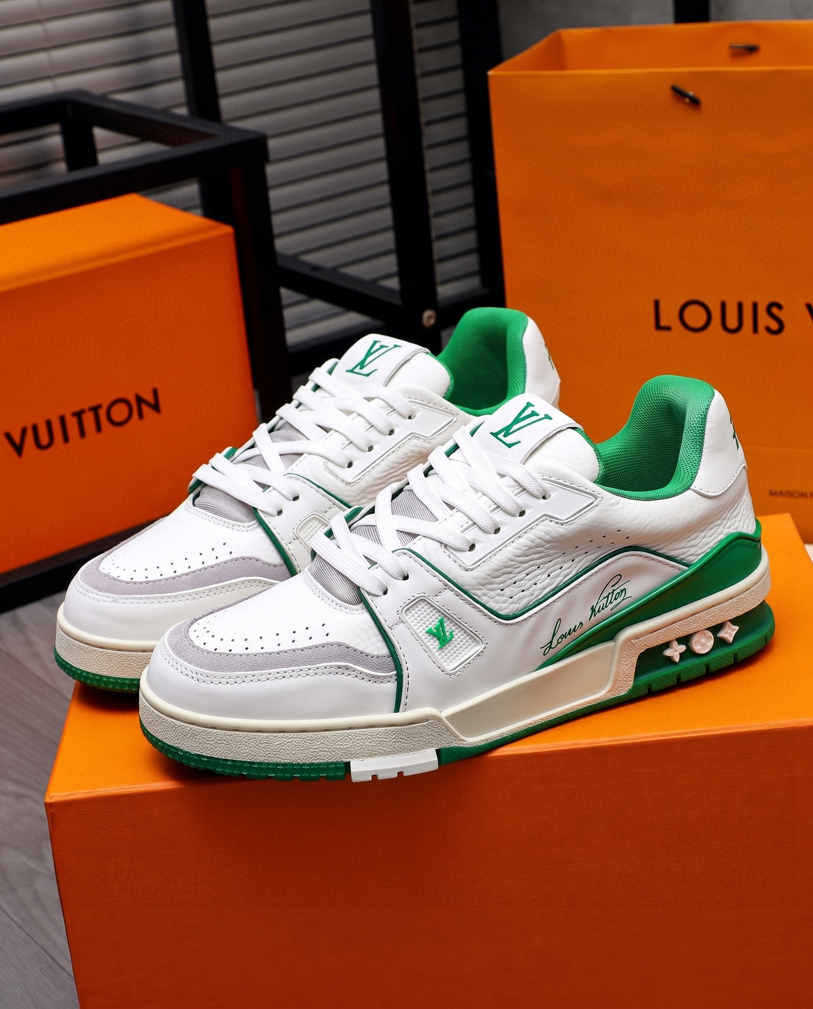 Premium Designer Leather Sneakers Green