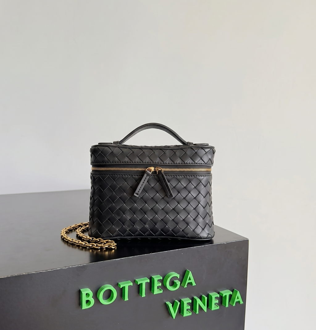 Small Woven Leather Top-Handle Bag