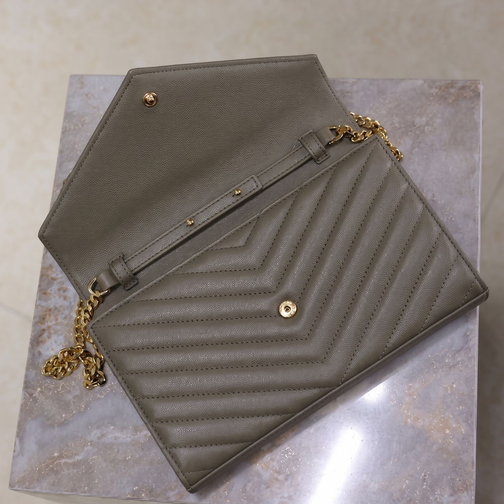 Structured Leather Envelope Clutch