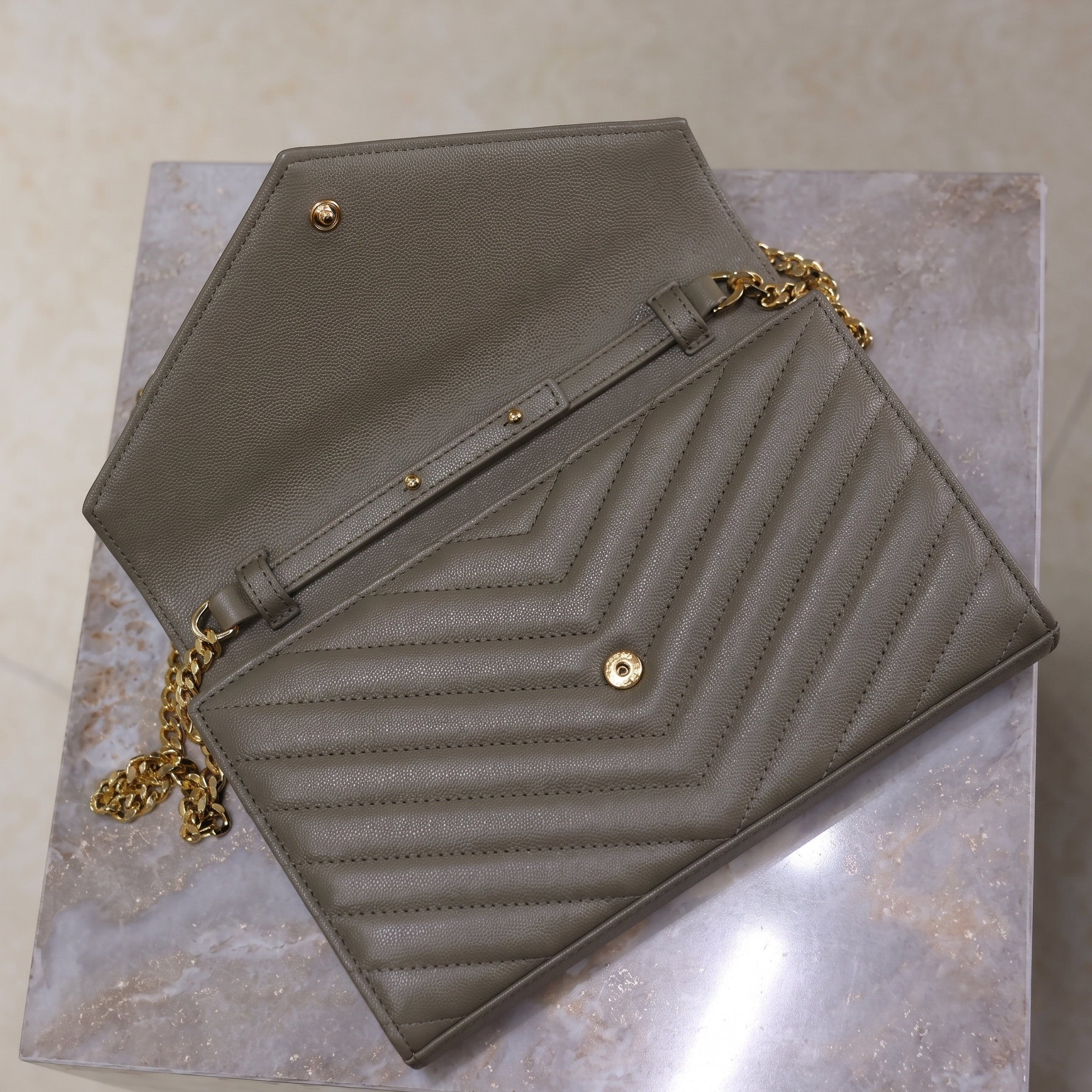 Structured Leather Envelope Clutch