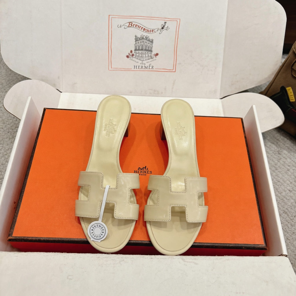Elegant H-Strap Block Heel Slides