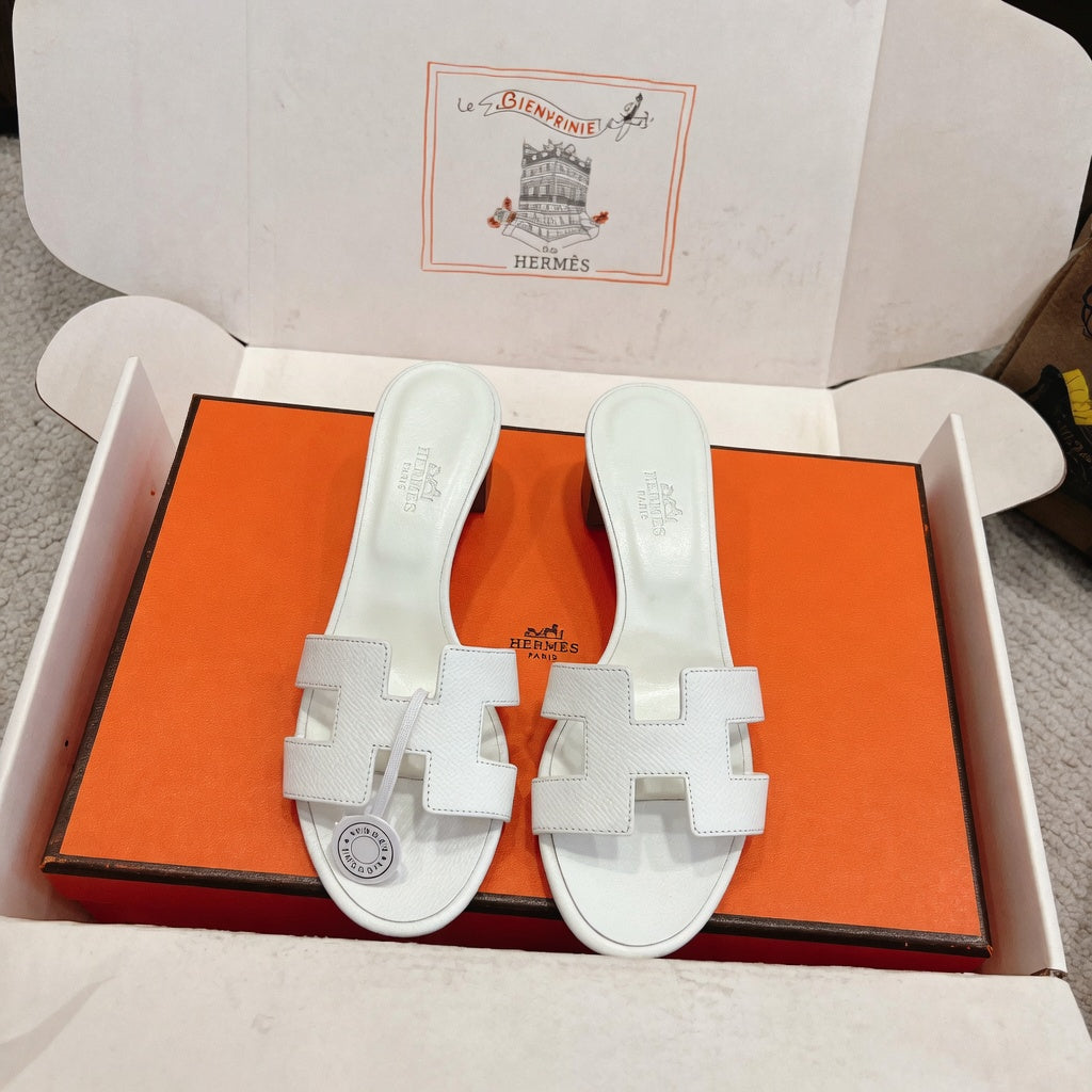 Elegant H-Strap Block Heel Slides