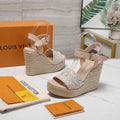 Luxury Monogram Embroidered Espadrille Wedges