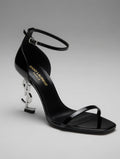 Black and Silver Stiletto Sandals