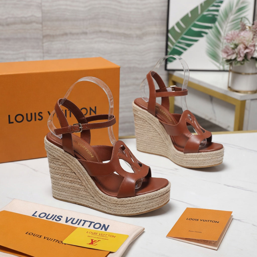 Leather Espadrille Wedges