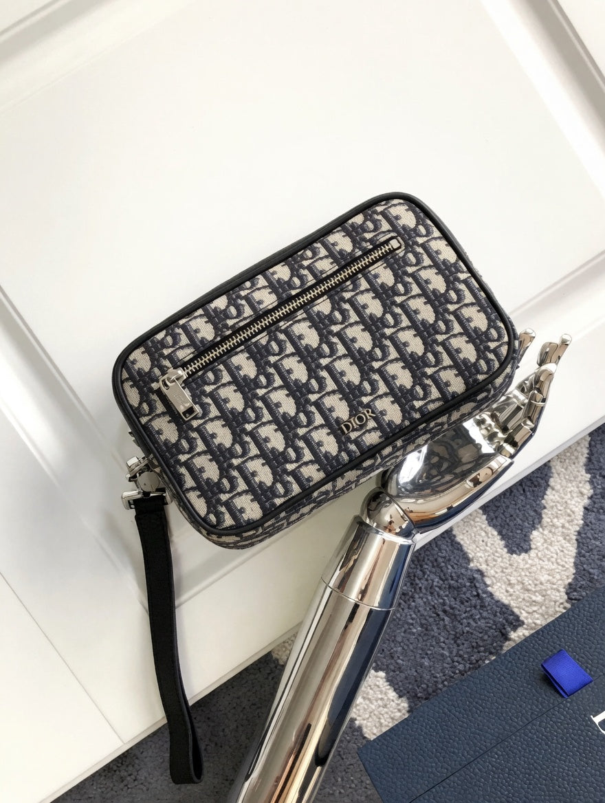 Black & Beige Monogram Canvas Crossbody Bag