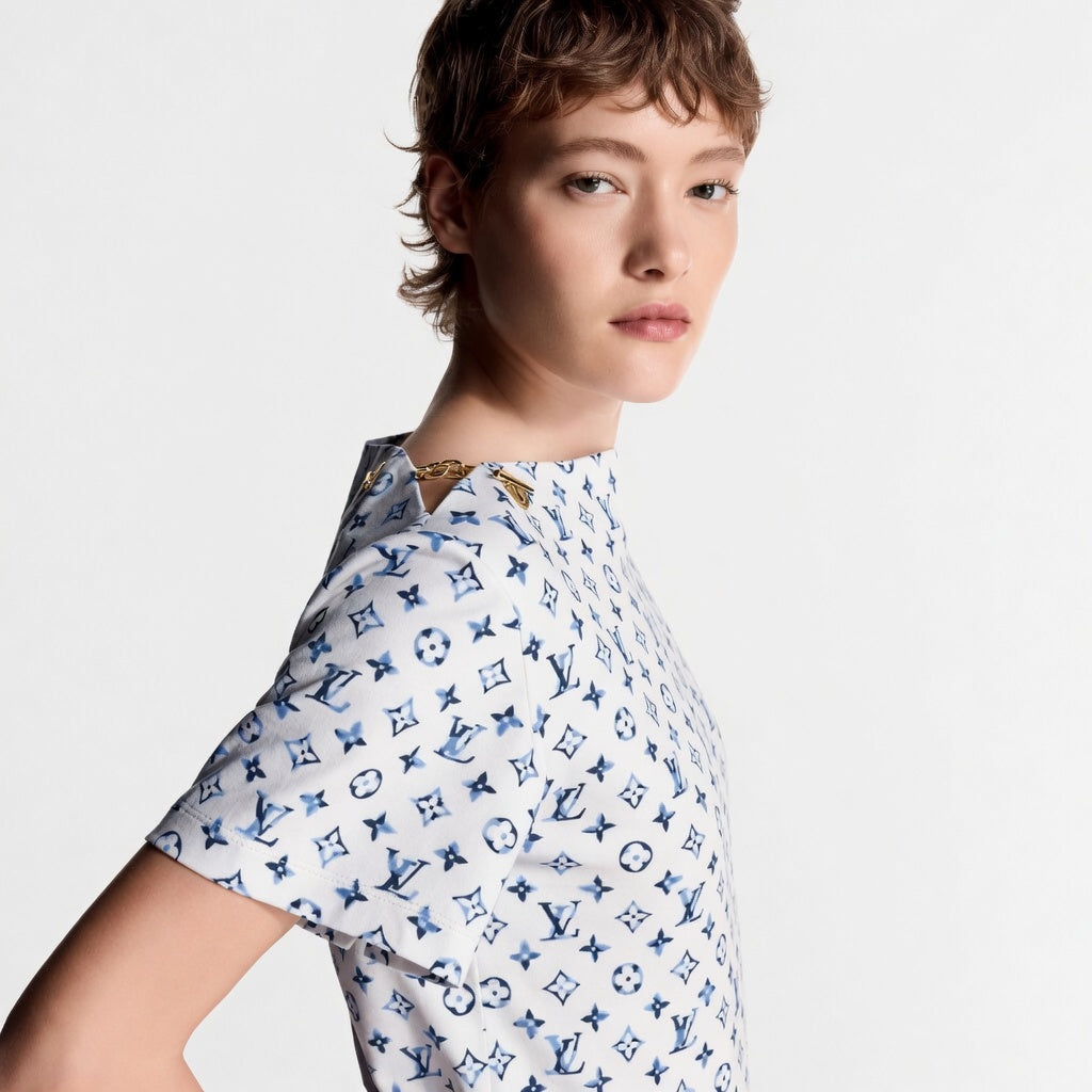 Monogram Short-Sleeve Blouse