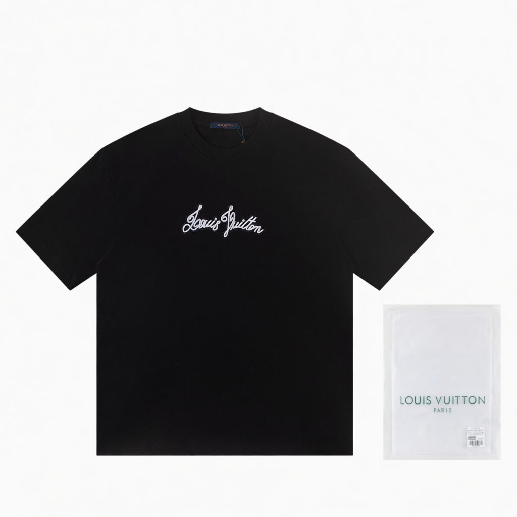 Black Oversized Monogram Script Tee