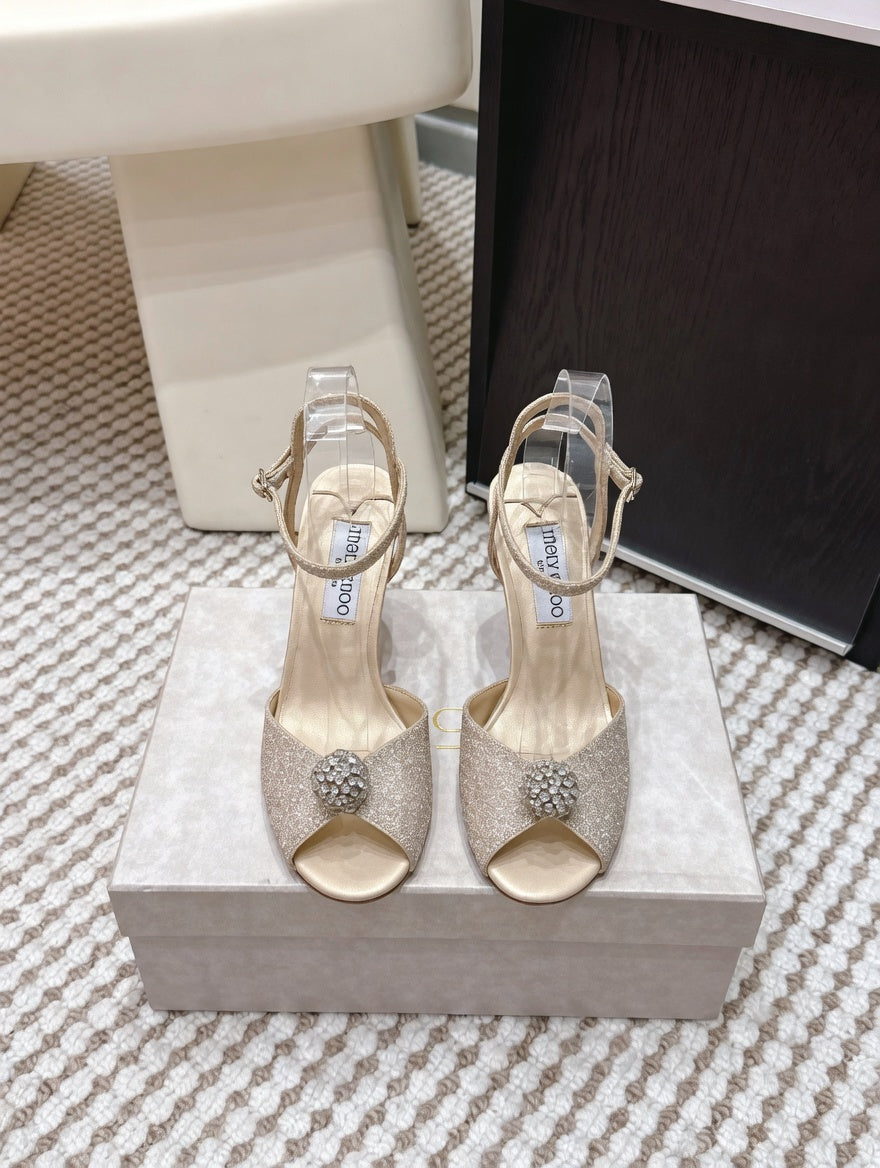 Luxury-Inspired Satin Lace Crystal Accent Stilettos