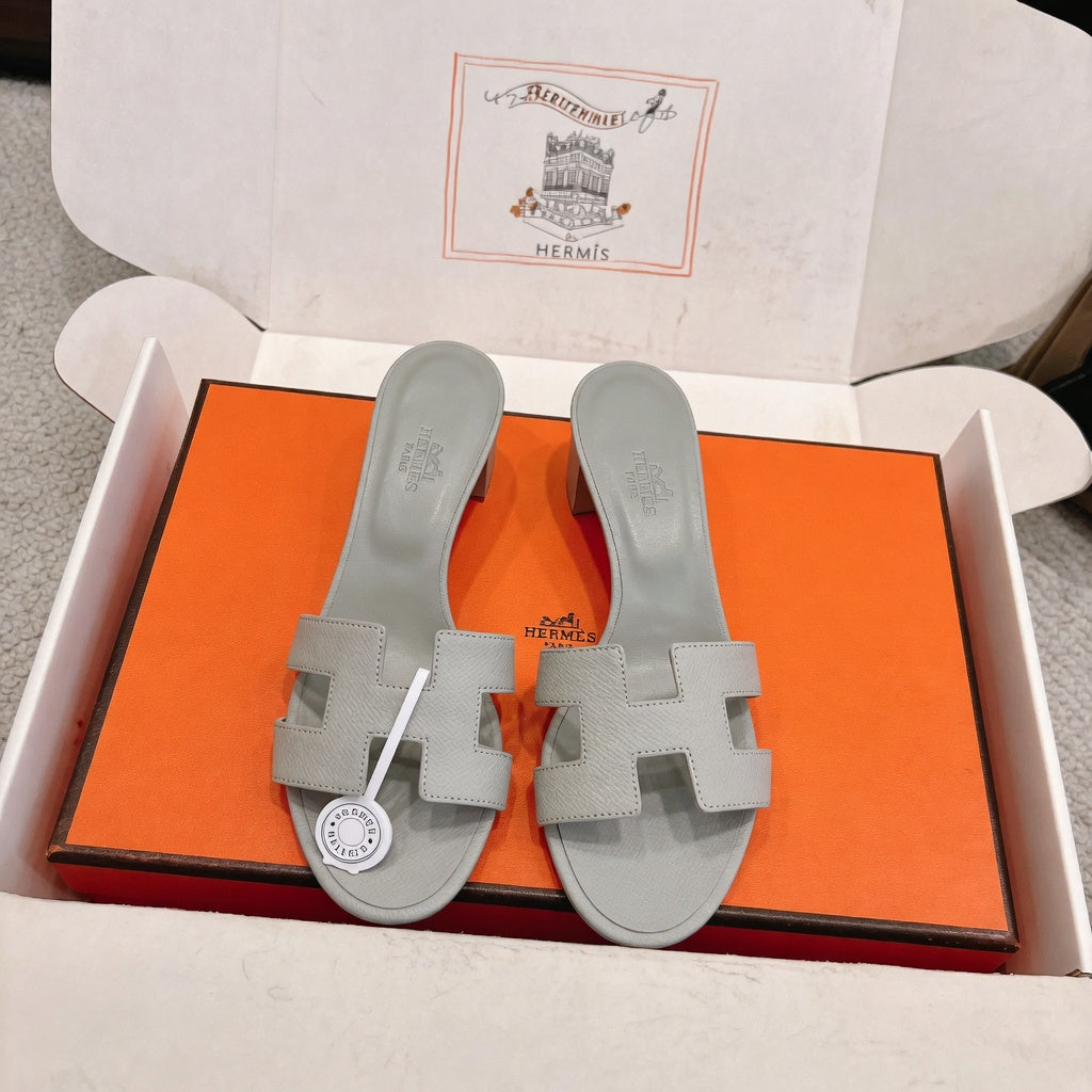 Elegant H-Strap Block Heel Slides